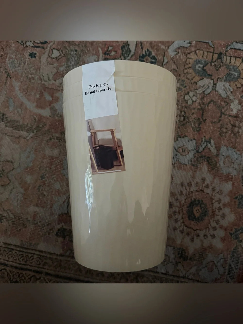 Small Bathroom Trash Can,3 Pack, Beige